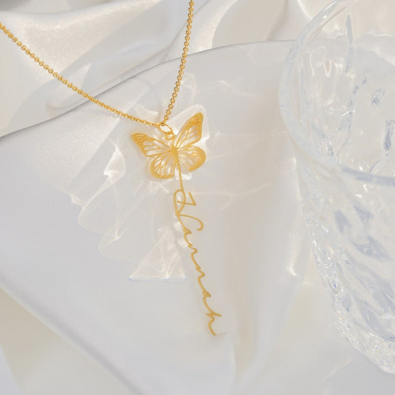 Diy Design Name Butterfly Personality Unique Letter Butterfly Necklace
