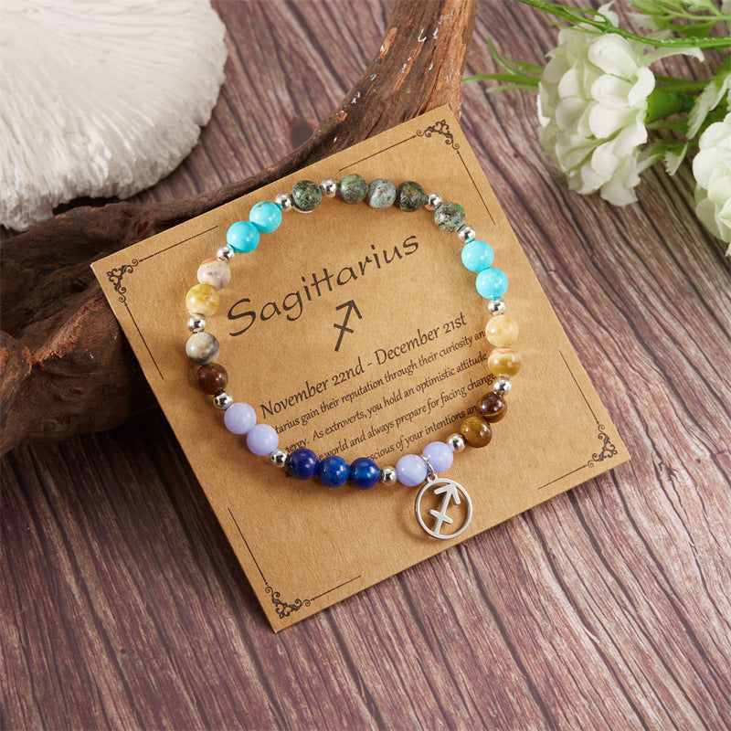 Pulsera de amatista con cuentas y doce constelaciones