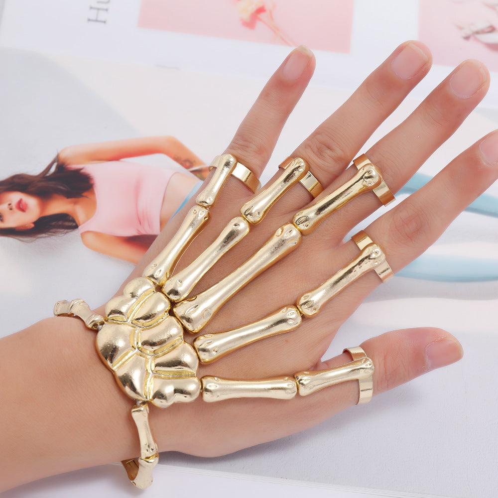 Punk übertriebene Metalltextur Doppelfinger Geisterhand Totenkopf Armband