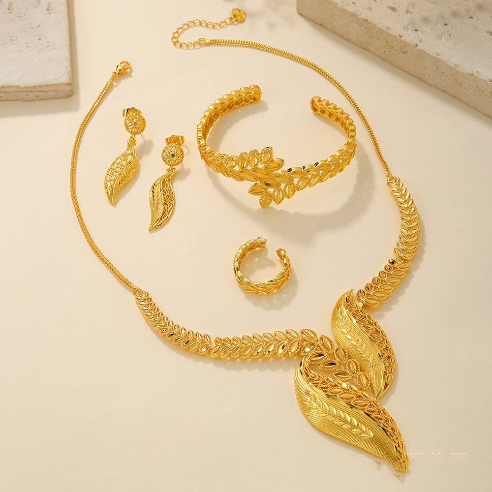 Braut Halskette Ohrringe Hohl Geschnitzter Schmuck