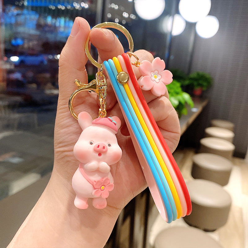 Llavero creativo con personalidad de cerdito de flor de cerezo