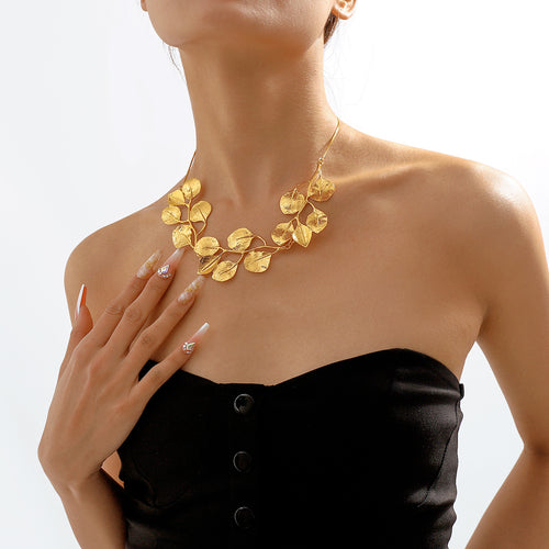 2025 Ohrring Halskette Luxus Metall Blatt Ohrringe Choker Für Frauen Persönlichkeit Schmuck Geschenk