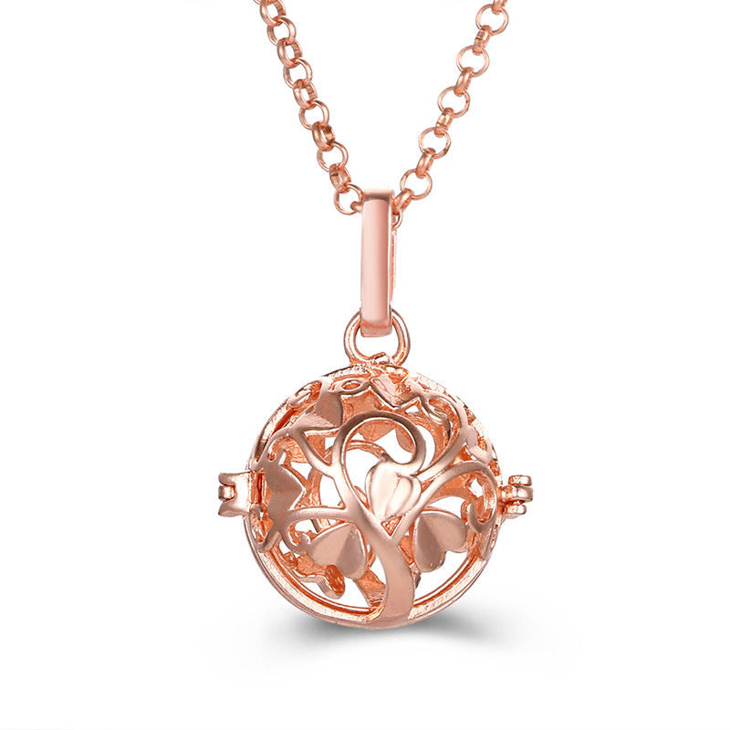 Collar hueco de aromaterapia con jaula de circonita, difusor de aceites esenciales, caja de perfume, accesorios antiguos para ropa tradicional Han
