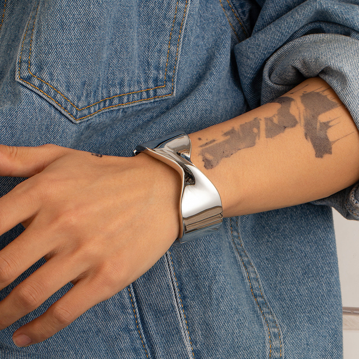 Metal Bracelet Men's Hip Hop Fashion Personality Bright Opening Irregular