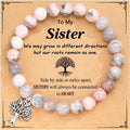 Moda Piedra Natural Rosa Roja Cebra Árbol de la Vida Regalos Pulsera Hermanas Mayor y Pequeña Joyería de Cumpleaños Pulsera para Niñas Regalo para Niña Niño