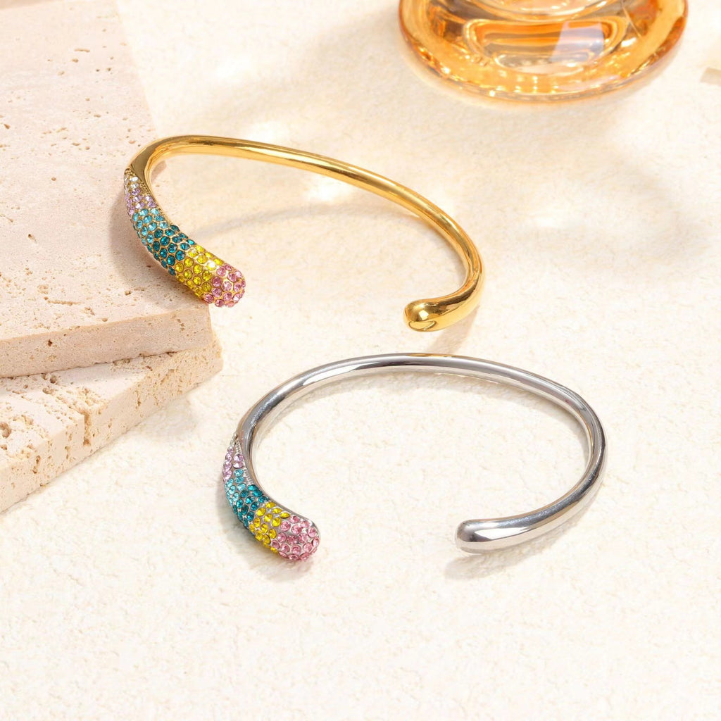 Farbiges Zirkonium-Vollbrillant-Armband aus Edelstahlguss
