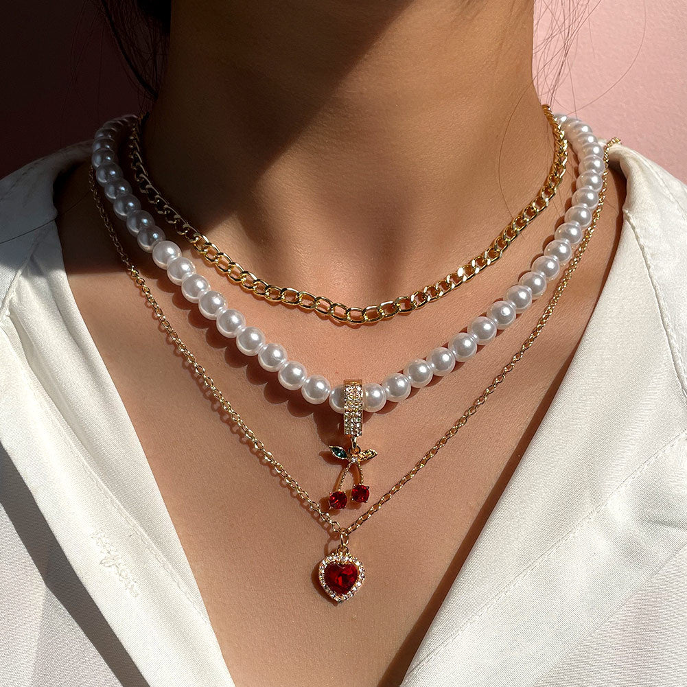 Perlenkette Pärchen Liebe Accessoires Mehrschichtige Halskette