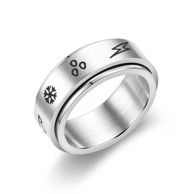 Stars And Moon Titanium Steel Rotatable Ring