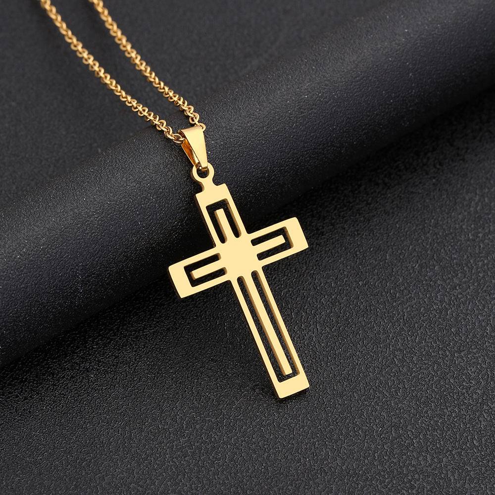 Männer und Frauen All-Matching Edelstahl Kreuz Anhänger Halskette