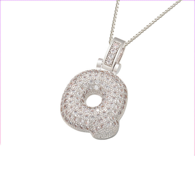 Schlüsselbeinkette Kupfer Mikro-intarsierte Zirkon 26 Buchstaben-Anhänger-Halskette für Frauen Geburtstag Schmuck Geschenke