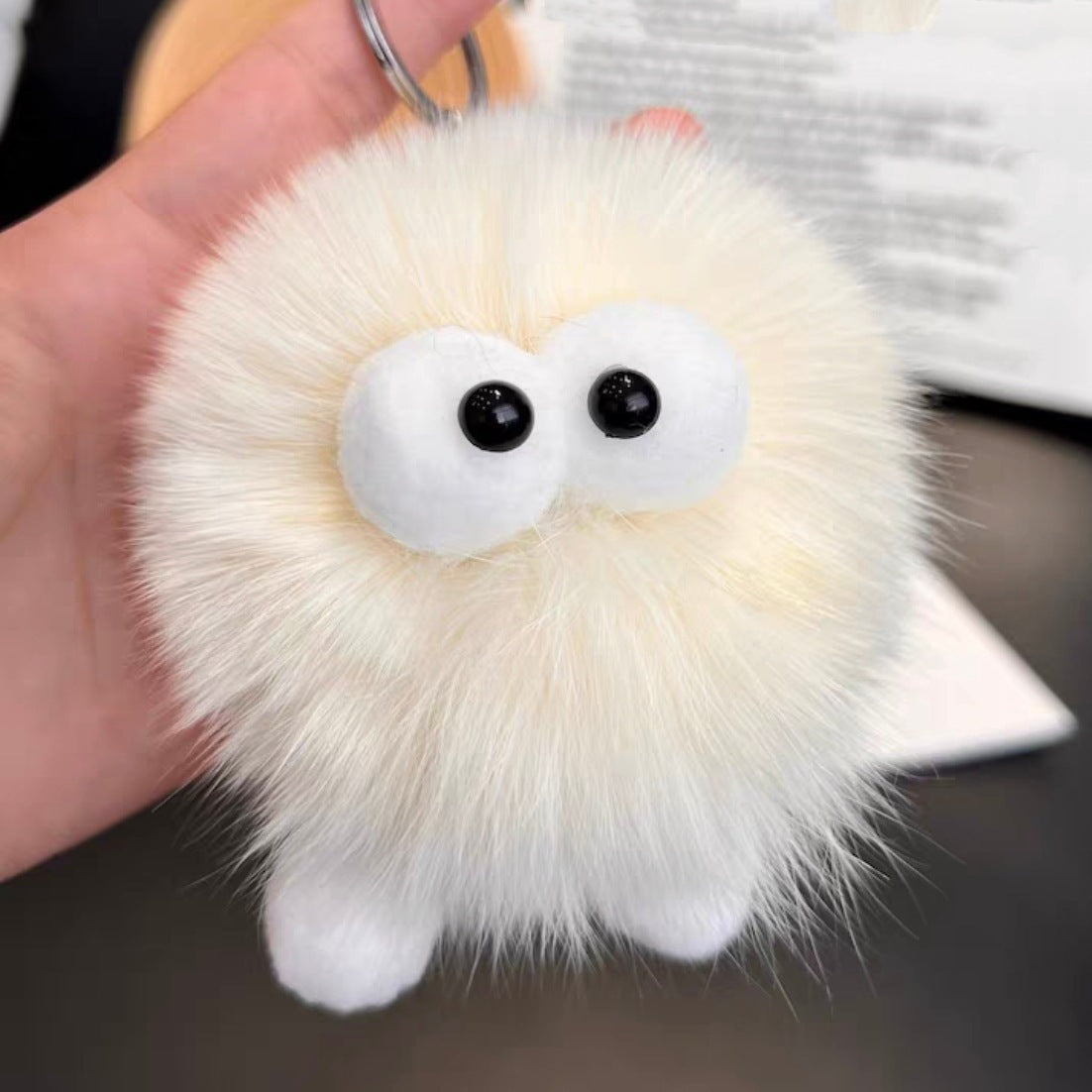 Colgante de llavero para coche de piel de zorro pequeño con forma de briqueta