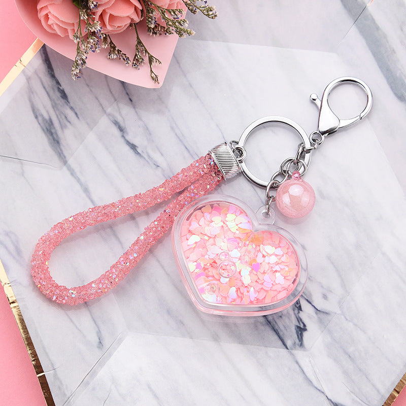 Colgante de Llavero Corazón Creativo de Acrílico Relleno de Aceite