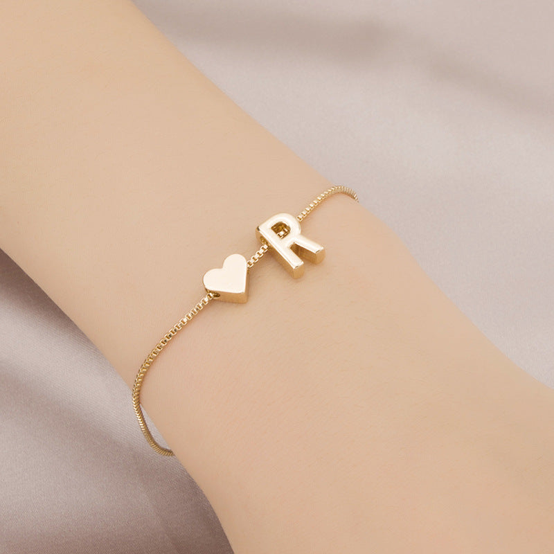 Bracelet Heart-shaped English Letters