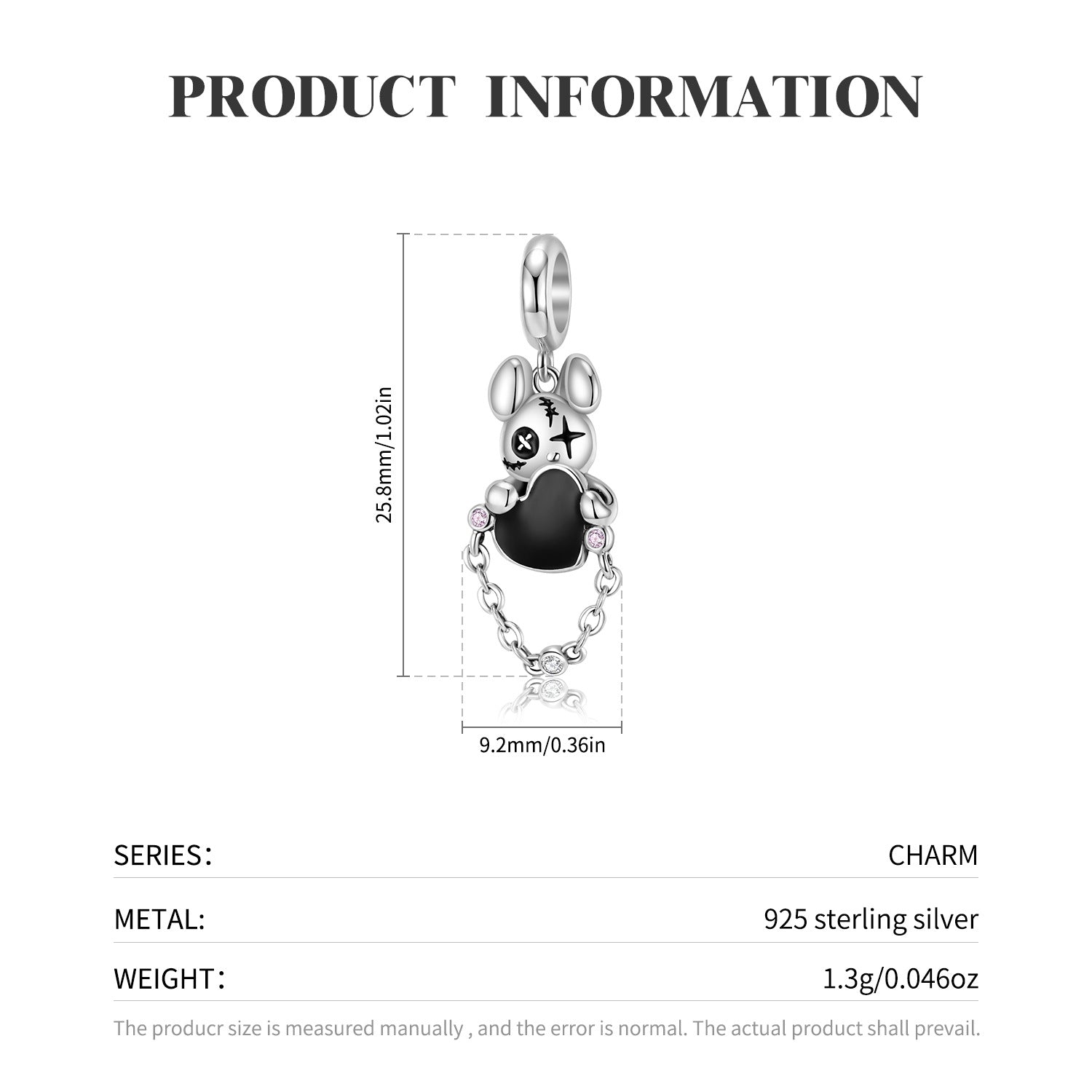 Charm Doll Bären-Anhänger Silber-Accessoires Armband-Charm