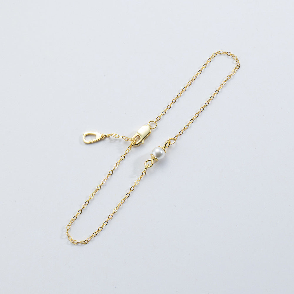 S925 Sterling Silver Simple Handmade Beaded Chain