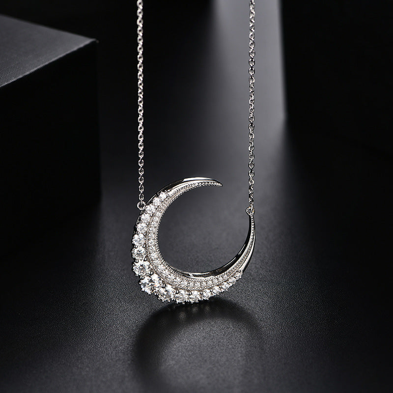 Sterling Silber Moissanit Halbmondkette Ins Moissanit Mond Schlüsselbeinkette
