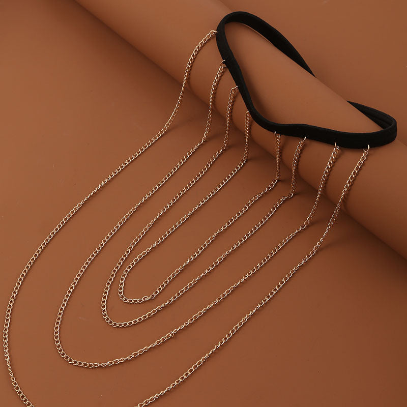 Joyería corporal elástica multicapa de moda creativa para mujer con cadena para el muslo