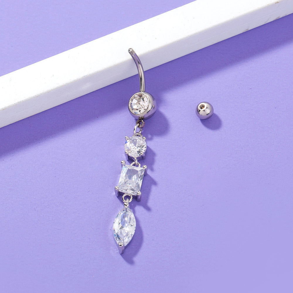 Joyas de perforación corporal de circonitas brillantes para mujer, estilo clavo largo para ombligo