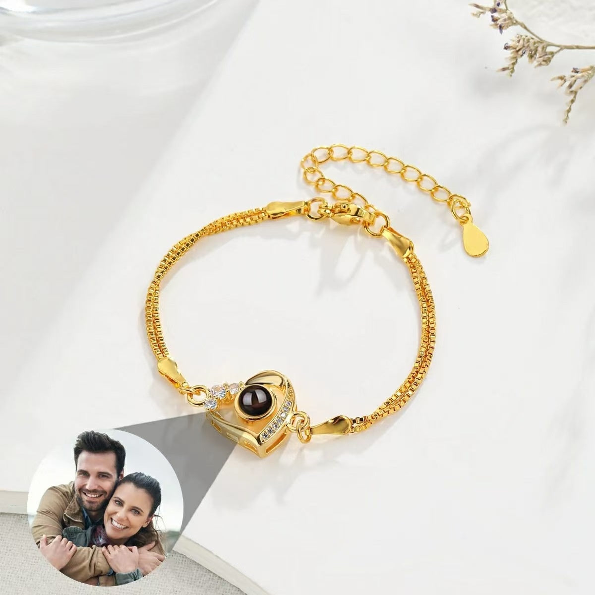 Pulsera Corazón de Melocotón de Lujo de Entrada de Temperamento a Juego con Doble Capa