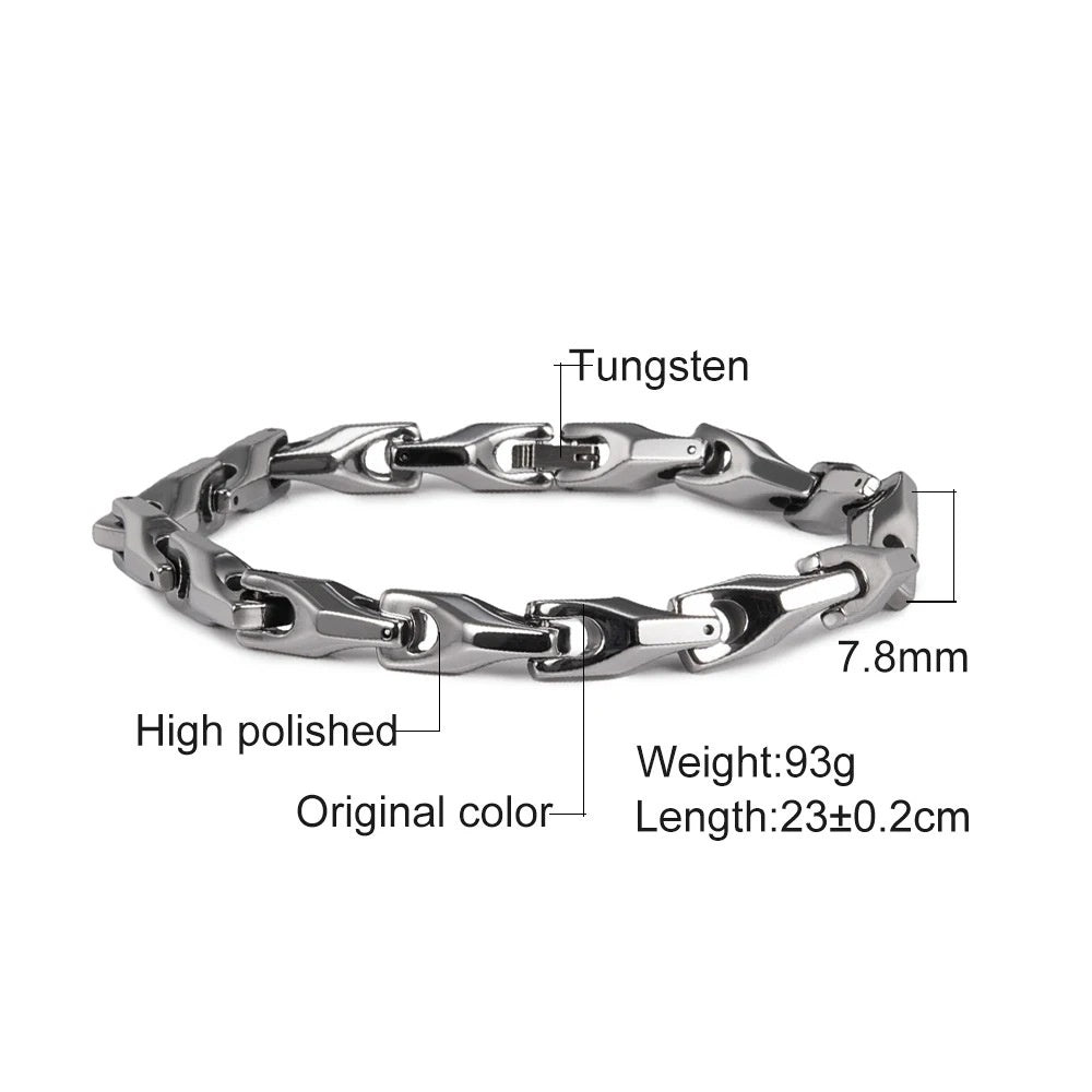 Pulsera de acero de tungsteno pulido de color liso a la moda