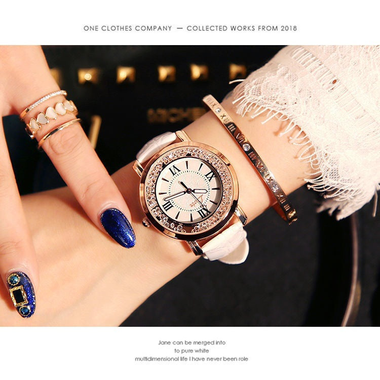 Reloj de cuarzo retro para mujer, con correa de diamantes de imitación, de moda coreana, para estudiante