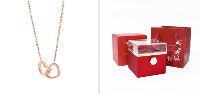 Stainless Steel Vacuum Plating Rose Gold Heart Necklace