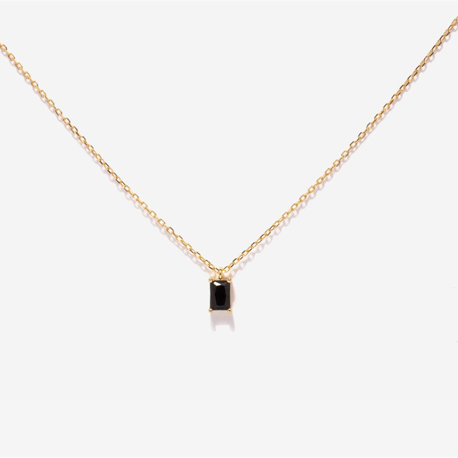 Women's Simple Rectangular Zircon Pendant Necklace