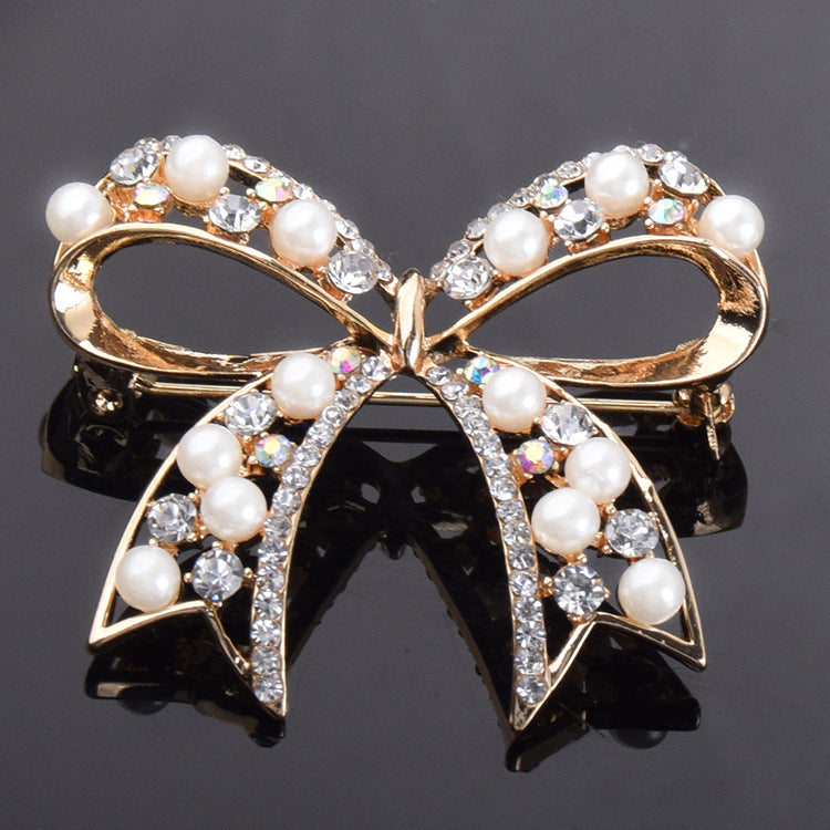 Broche de lazo elegante con perlas, superventas para mujer, combina con todo