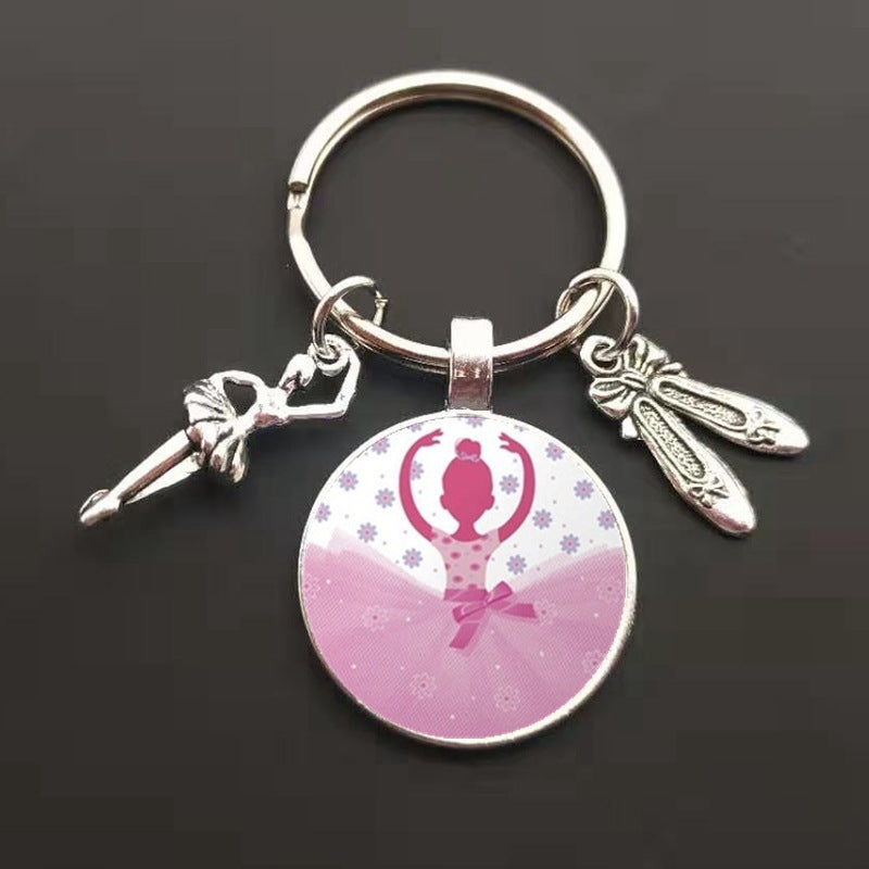 Llavero de cristal con dije de ballet de moda