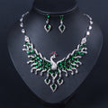 Ethno-Stil Zirkon-Pfau-Ohrringe-Set Quaste Bunte Schlüsselbeinkette Schmuckset