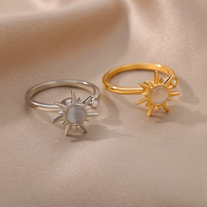 Anillos giratorios de flores con diamantes de imitación, anillo de descompresión antiestrés, moderno