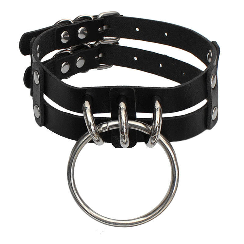 Harajuku Punk Gothic Leather Necklace O Ring Choker