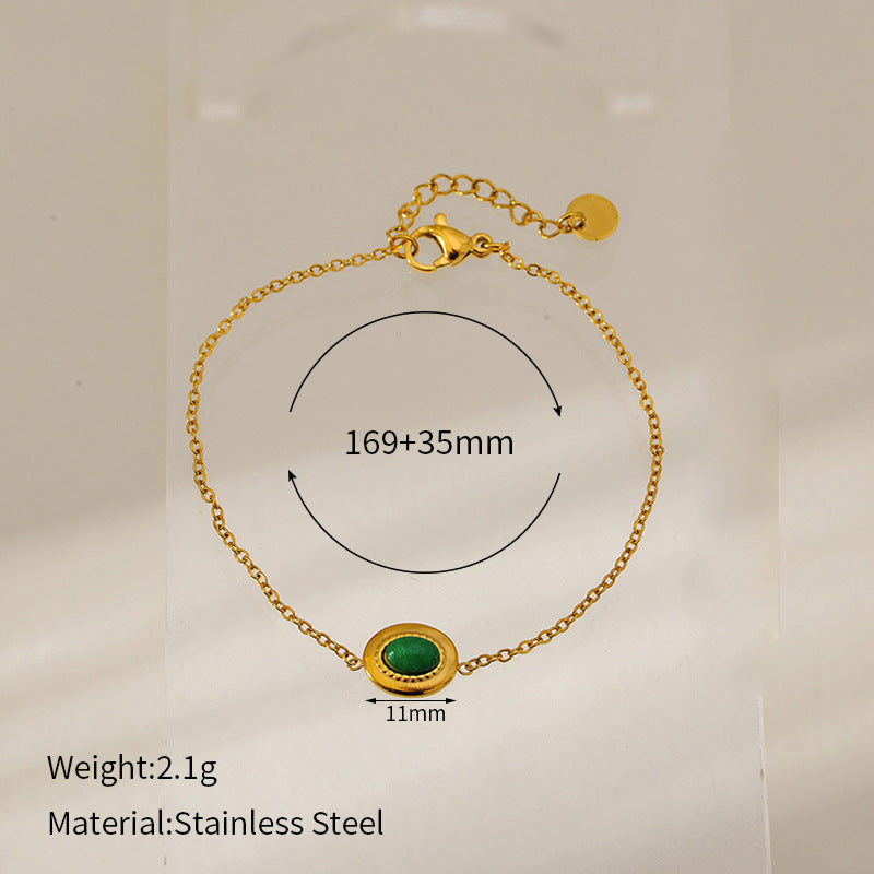 Pulsera con colgante de cristal verde pino de moda para mujer