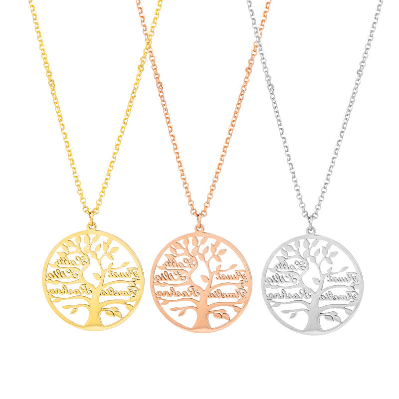 Personalized Tree Of Life Shape Titanium Name Necklace