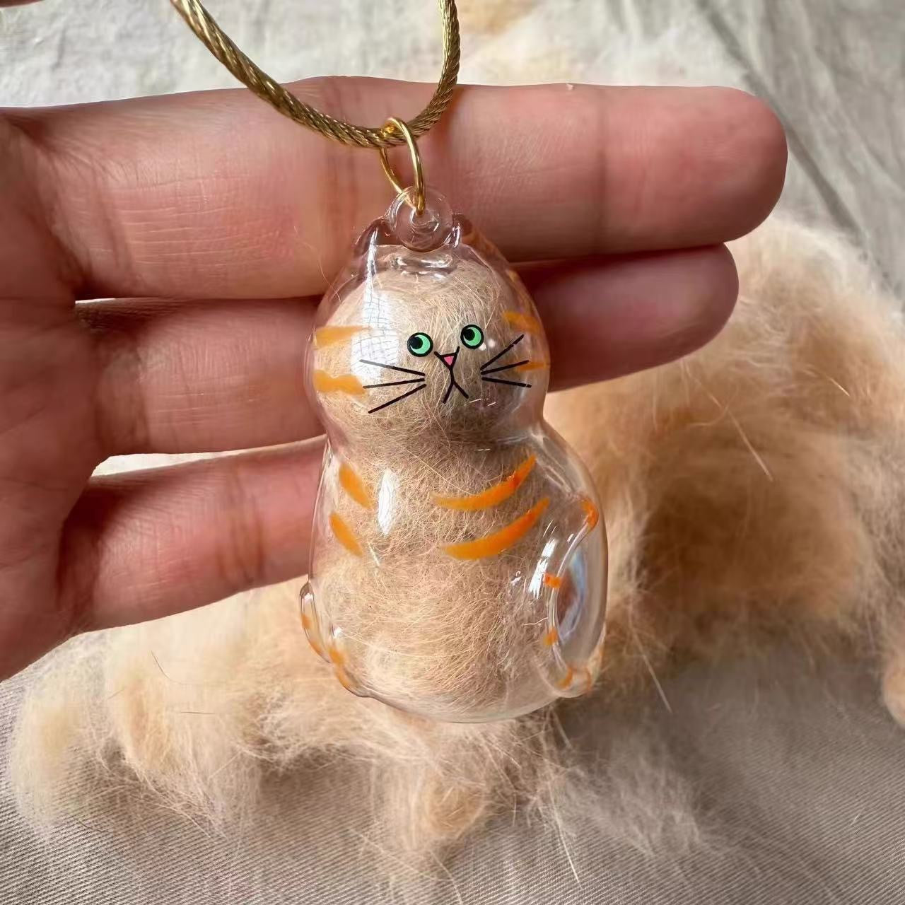 Llavero conmemorativo transparente para guardar pelos de gato
