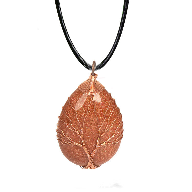 Collar de colgante de cristal tosco hecho a mano