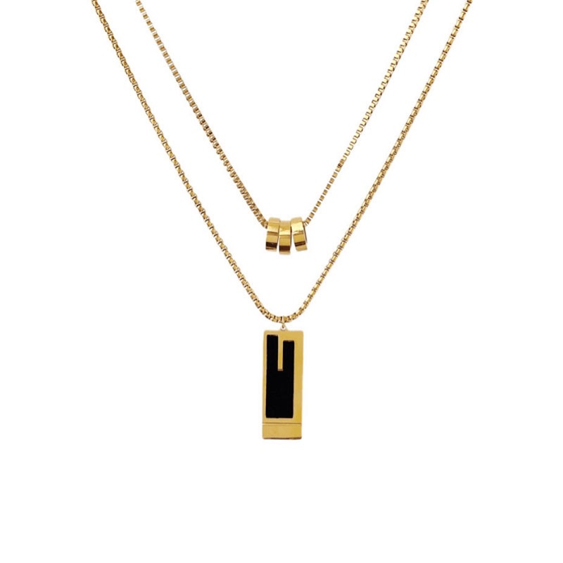 Women's Long Titanium Steel Pendant Sweater Necklace