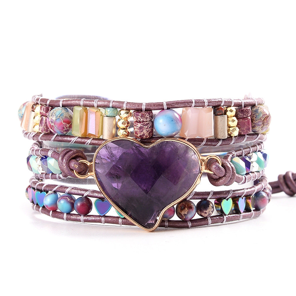 Handmade Bracelet Beads Leather Rope