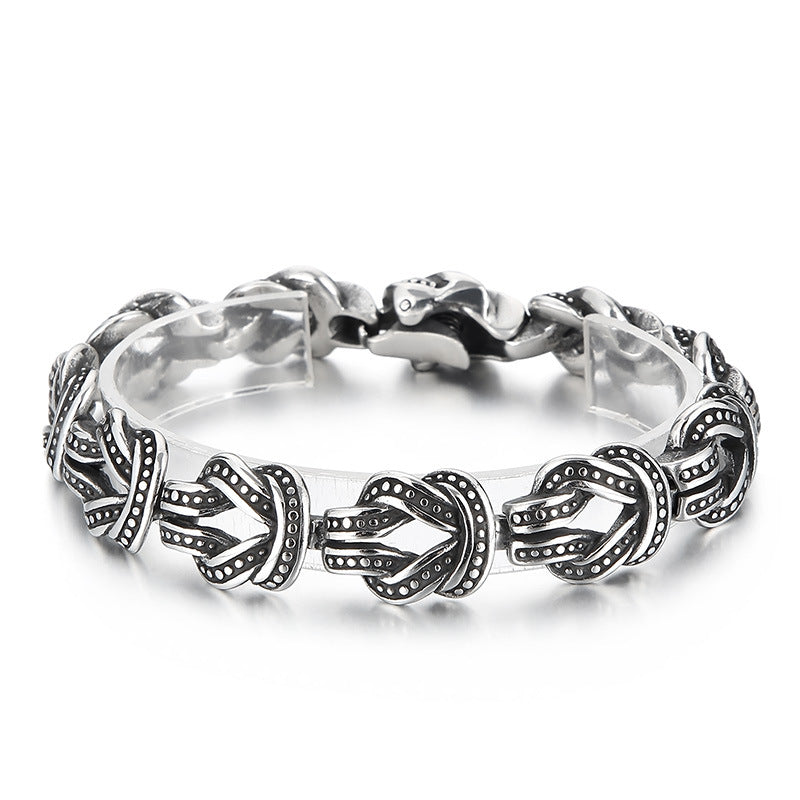 Personality Design Trendy Retro Black Titanium Steel Men's Dot Geometric Bracelet