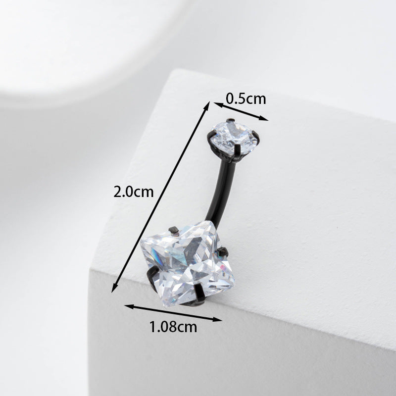 Joyas de perforación corporal de acero inoxidable con dientes internos, zirconio, ombliguera, anillo para el ombligo