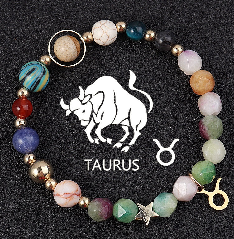 Twelve Constellation Constellation Bracelet Natural Stone Cut Color