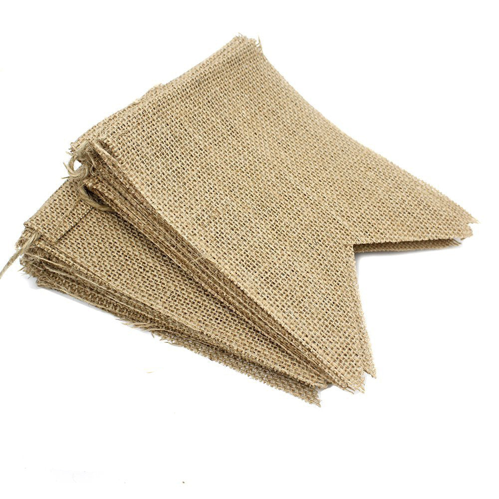 15 unidades de lino para decoración de bodas, banderín de fiesta, banderín de cola de milano de lino, bandera colgante