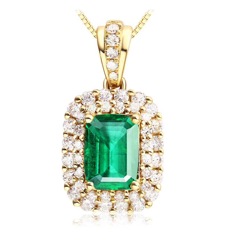 Vergoldet 18K Gelbgold Farbe Mode Smaragd Edelstein Simulation