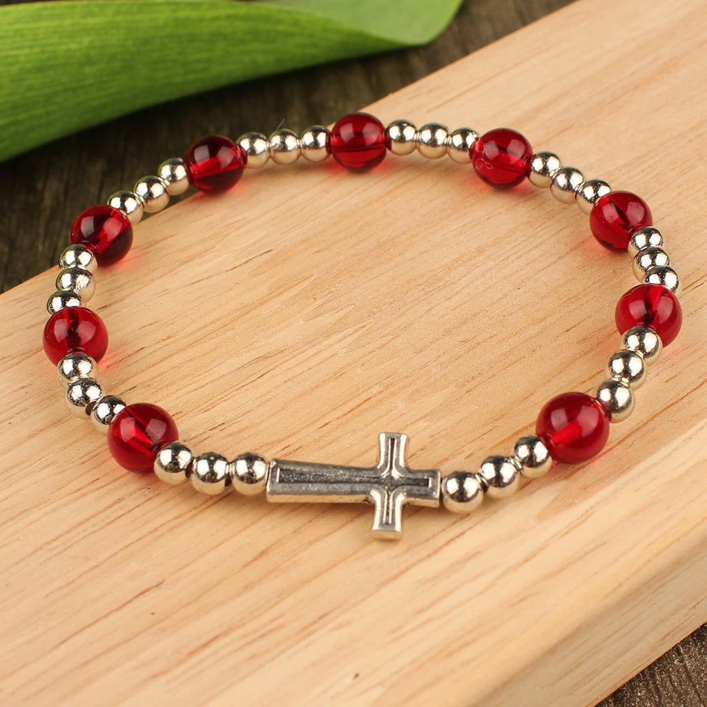 Women's Fashion Simple Cross Rosary Bracelet