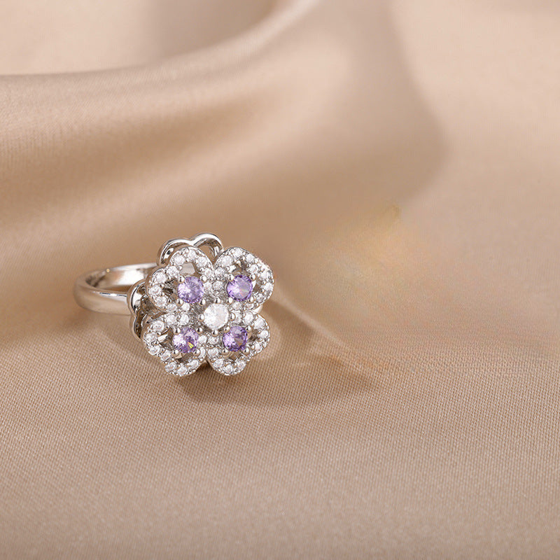 Kupfer drehbarer Ring Mikro-Einlage Fashion Damenring Zeigefingerring