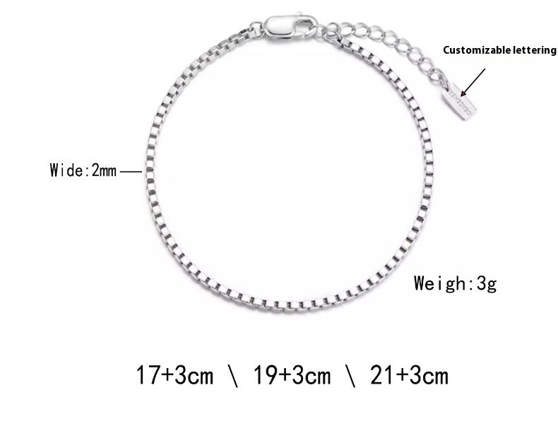 Pulsera de hombre todo en uno sencilla de nicho de cadena tipo box de acero inoxidable