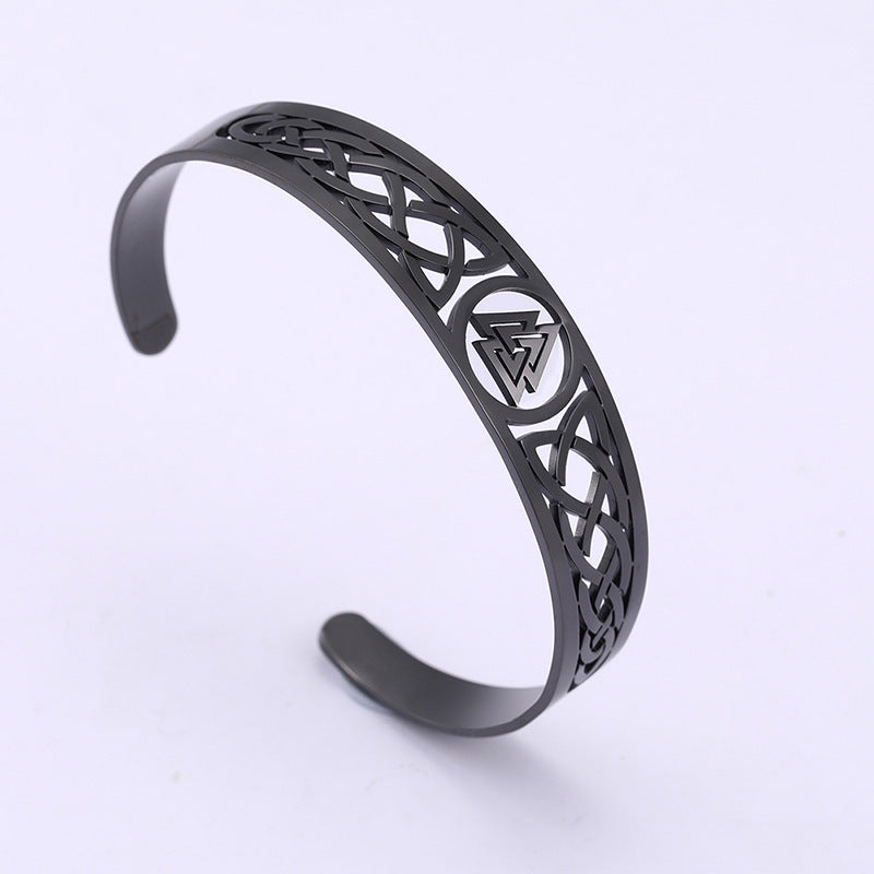 Asgard Crafted Handgefertigtes Edelstahlarmband mit Walknotsymbol und keltischem Design