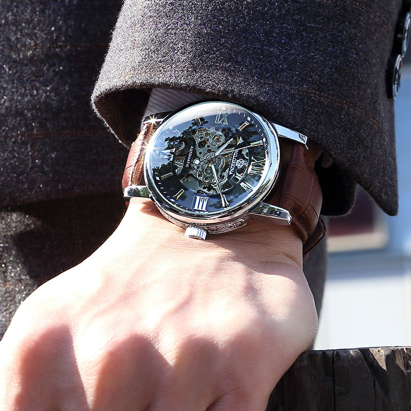 Automatische Mechanische Herrenarmbanduhr mit gewebtem Netzarmband