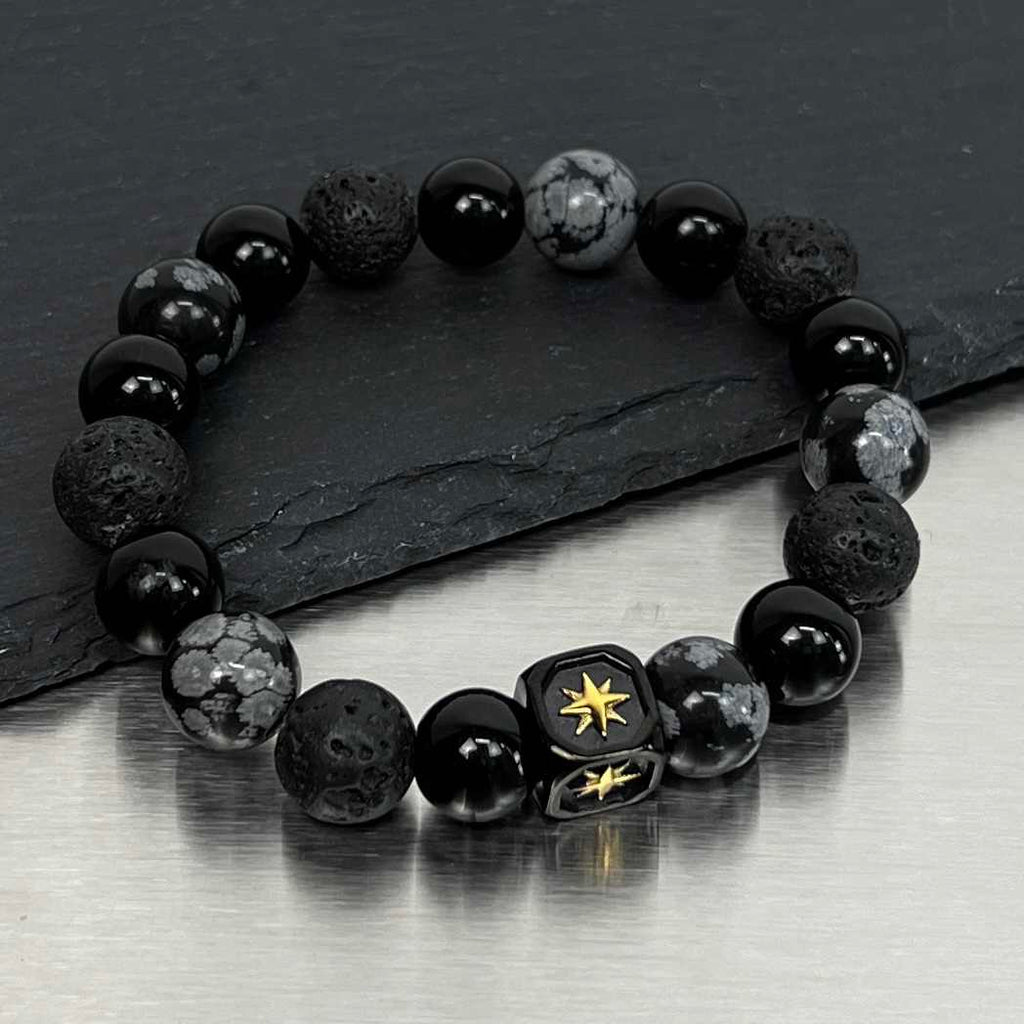 Vintage Obsidian Bright Asterism Bracelet