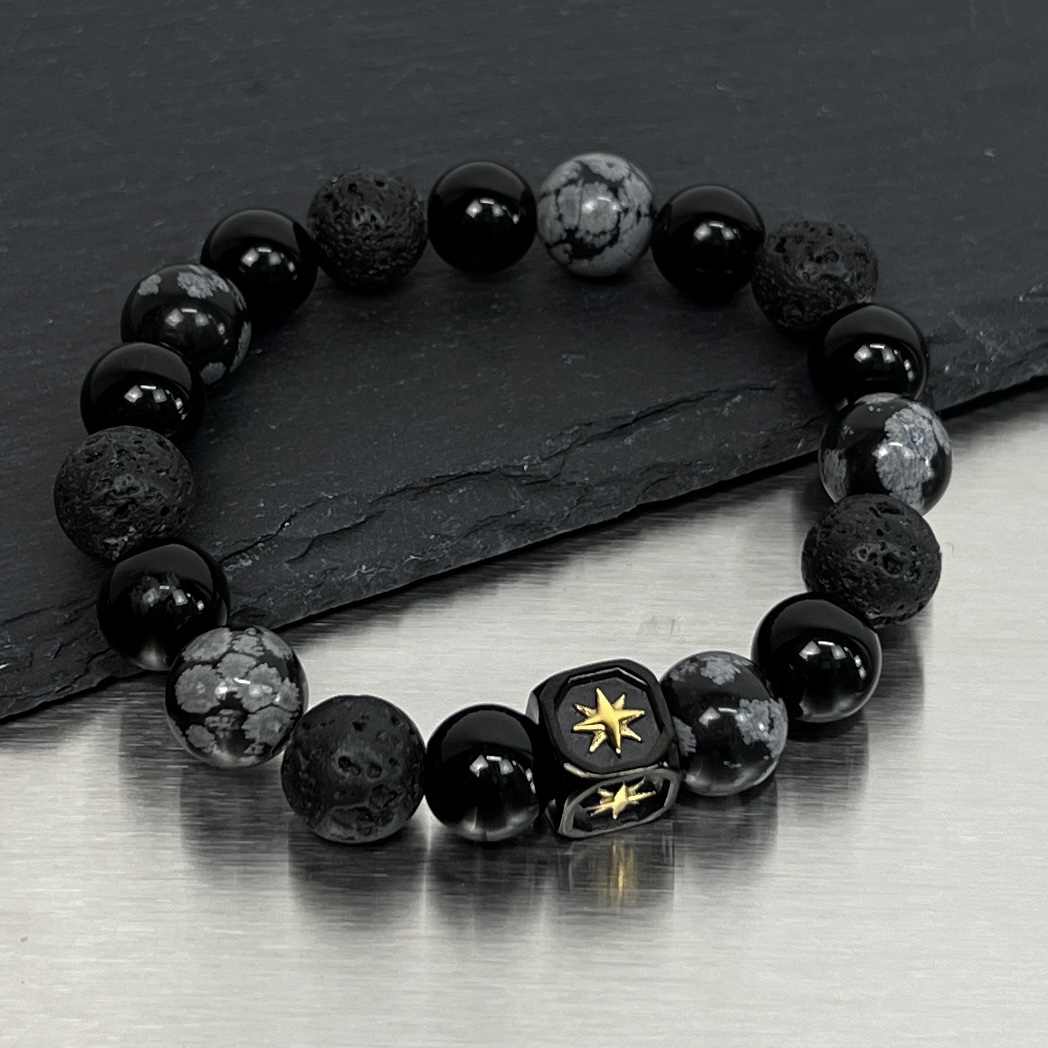 Vintage Obsidian Bright Asterism Bracelet